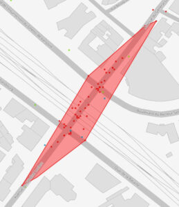 Baromètre vélo 2025 : Avenue du Général Leclerc au niveau du chemin de fer dans une zone « priorité »
