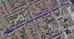 Proposition de la voie de bus en vue de dessus de la rue Raymond Poincaré